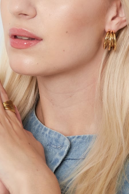 Boucles d'oreilles love double torsadé - doré 