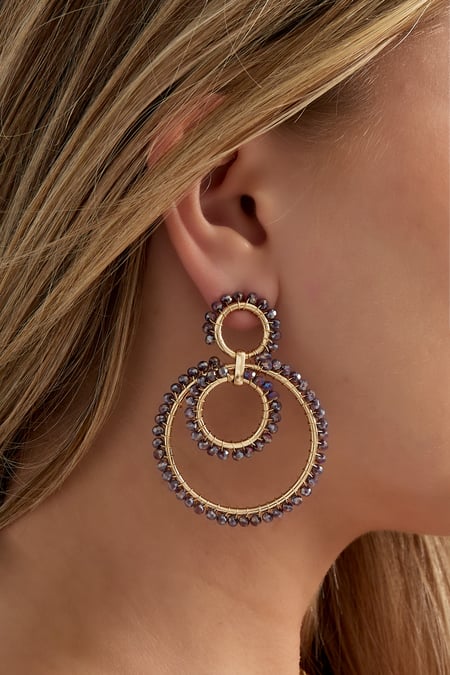 shimmering rings beads earrings - black & 