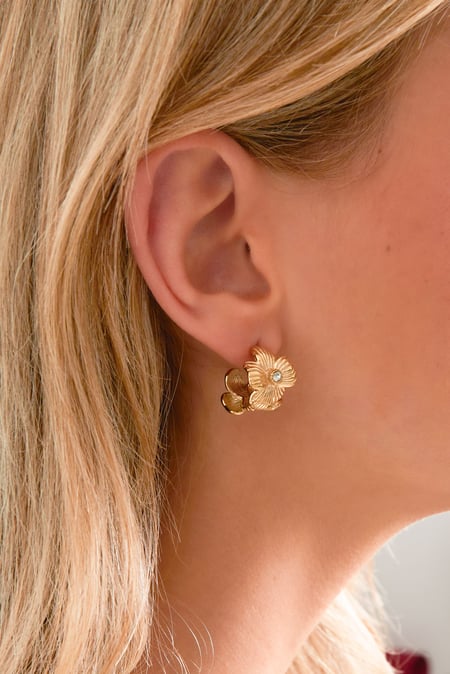 Edelstahl Creolen Blume Casual Daily Simple Serie Damenschmuck