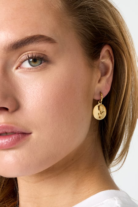 Earrings with rose in flower pendant