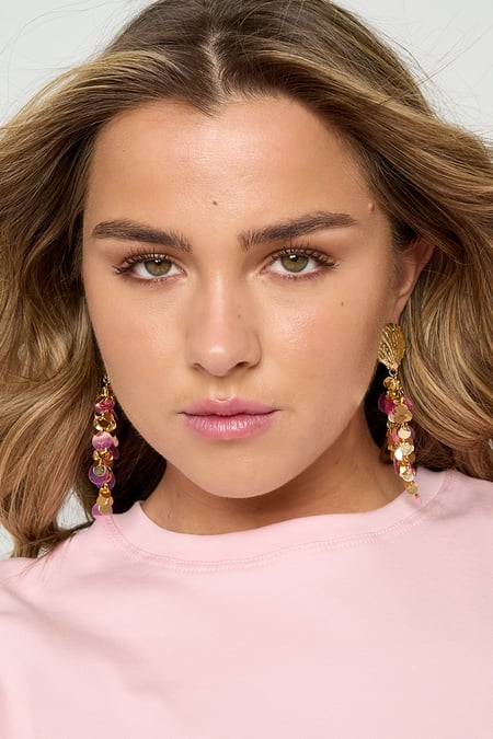 Boucles d'oreilles coquillage avec paillettes pendantes