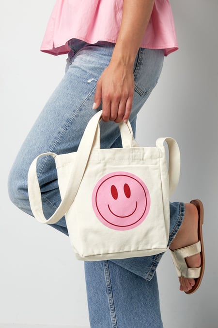 Canvas kleine tas smiley - roze Tas