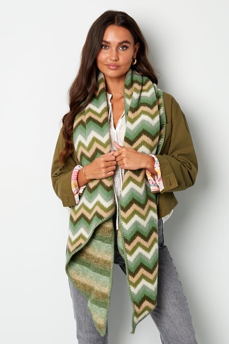 Echarpe imprimé zigzag - vert orange