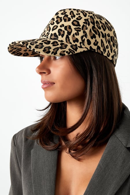 Casquette à imprimé léopard - marron