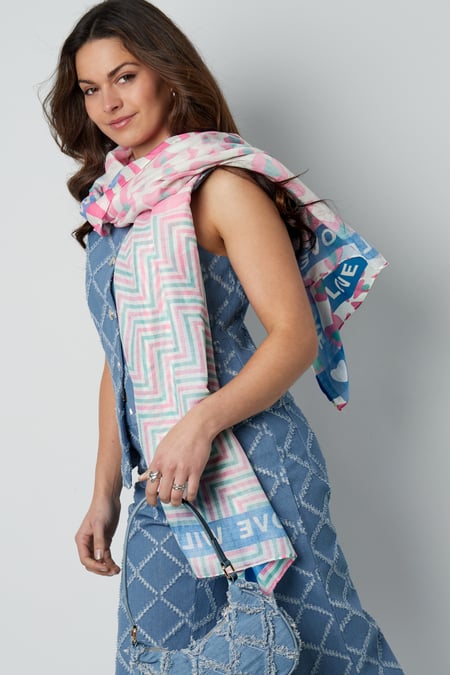 Farbenfroher Schal Wild Love - Orange & Pink