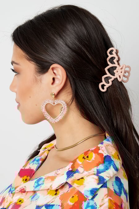 Hair clip hearts - cream Plastic