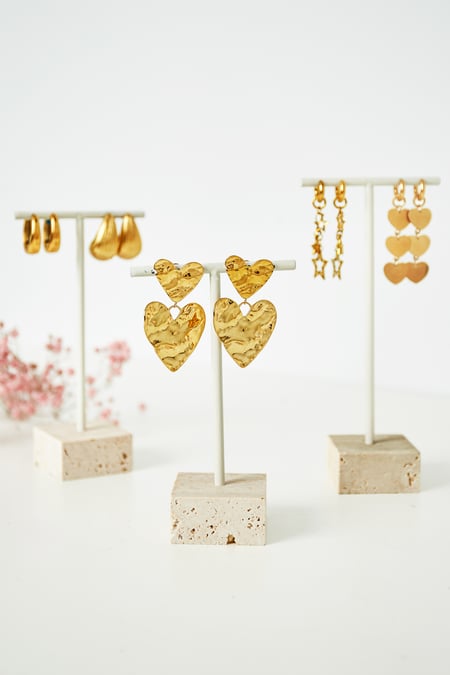 3 Stone Earring Displays - Off White