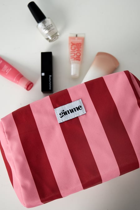 Toilettas grote streep - Roze rood
