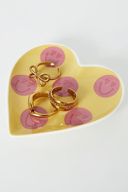 Bandeja de joyas con forma de corazón y emoticonos
