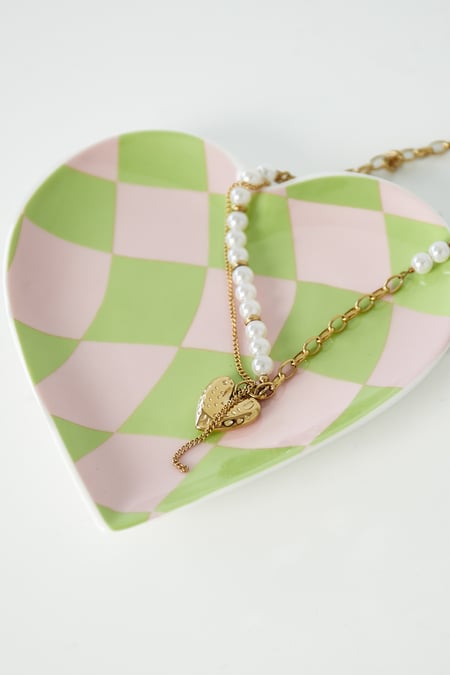 Heart jewelry tray checkered