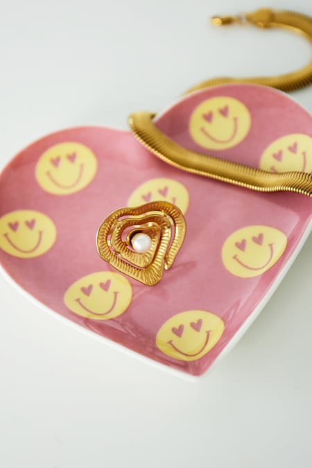 Heart jewelry tray happy