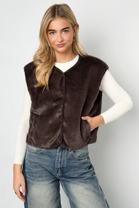 Sleeveless vest faux fur