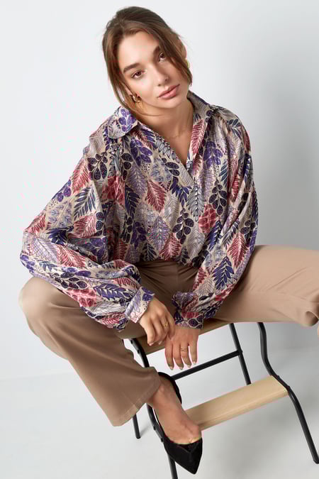 Blouse herfstprint groen multi