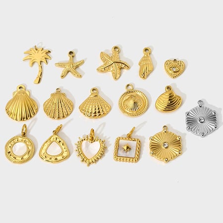 1 Pair Classic Series Retro Turtle Stainless Steel   Gold Color  Unisex Pendants 2