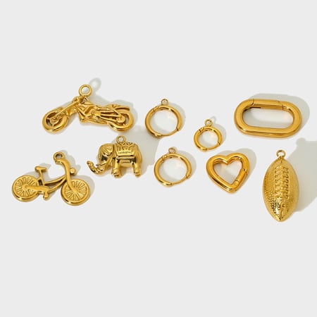 1 Paar Classic Series Punk Animal Edelstahl Gold Farbe Unisex Anhänger 2