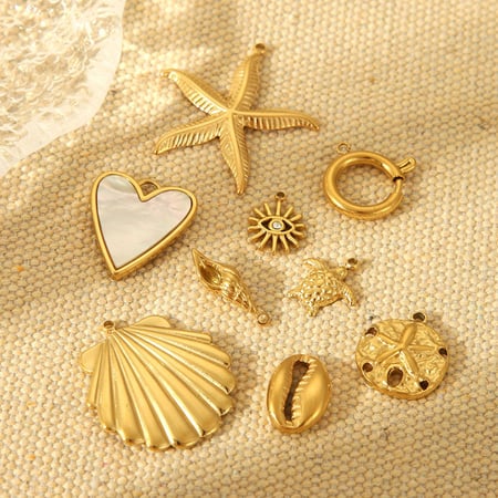 1 Pair Simple Series Turtle Stainless Steel   Gold Color  Unisex Pendants 2