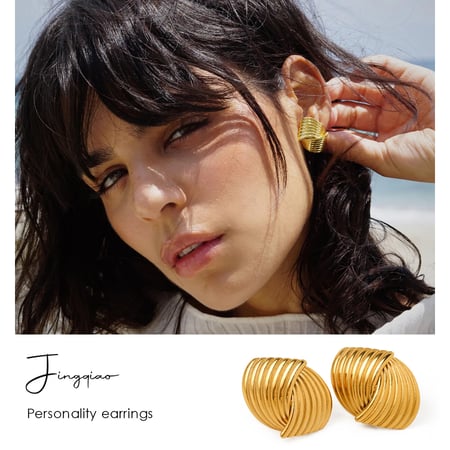 1 pair fashion simple style commute geometric stainless steel  gold plated women's stud earrings