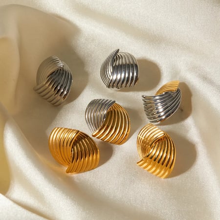 1 pair fashion simple style commute geometric stainless steel  gold plated women's stud earrings 2