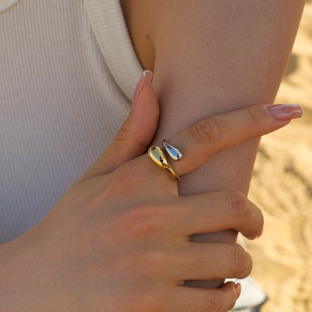 1 Piece Stainless Steel  Gold Plated Simple Style Geometric Women's Adjustable Rings 2