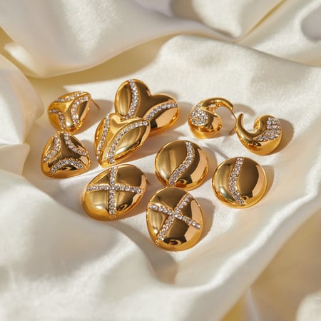 jd designer model!  gold stainless steel  diamond/teardrop-shaped diamond earrings   simple cold style earrings 2