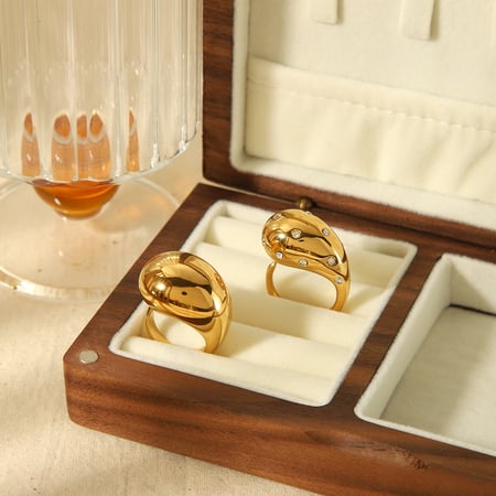 1 piece of creative and fashionable  gold-plated stainless steel diamond dolphin ring suitable for women's daily wear 2