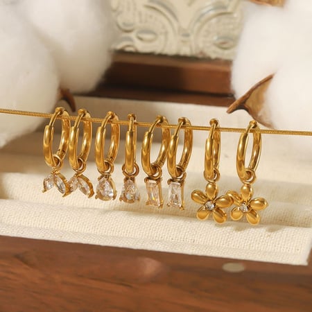 1 paio di orecchini pendenti geometrici rettangolari in zircone in acciaio inossidabile placcato oro 18k, squisiti e alla moda, per gioielli da donna da indossare ogni giorno 2