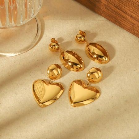 1 paire de boucles d&#39;oreilles pendantes ovales géométriques brillantes en acier inoxydable plaqué or  personnalisées pour bijoux pour femmes à porter au quotidien