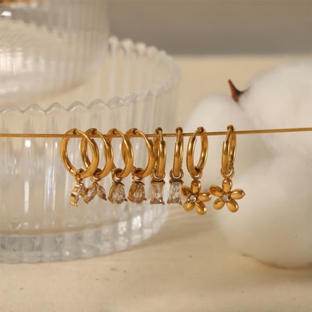 1 paio di orecchini pendenti geometrici rettangolari in zircone in acciaio inossidabile placcato oro 18k, squisiti e alla moda, per gioielli da donna da indossare ogni giorno