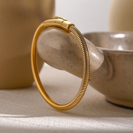 gold stainless steel simple bracelet  cold style unique design gold round snake bone chain bracelet 2