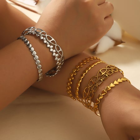 1 pièce de bracelet ouvert ovale en acier inoxydable plaqué or  à la mode et simple pour bijoux pour femmes à porter au quotidien 2