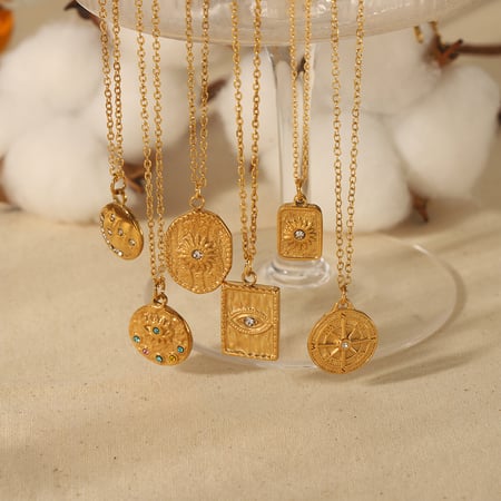 1 stuk gepersonaliseerde mode  verguld roestvrij staal gehamerde achtpuntige ster zirkoon oog hanger ketting voor dames sieraden voor dagelijks gebruik