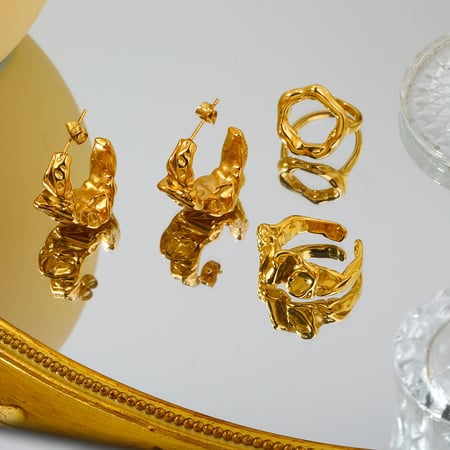 1 paar klassieke mode  vergulde roestvrijstalen onregelmatige lava oorbellen voor dames sieraden dagelijks dragen 2