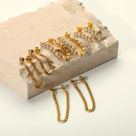 1 Paar exquisite und modische Quastenohrringe aus 18 Karat vergoldetem Edelstahl mit Diamanten und Perlen für Damen zum täglichen Tragen 2
