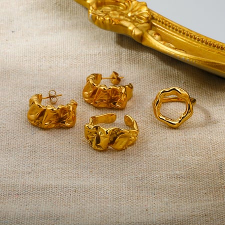 1 paar klassieke mode  vergulde roestvrijstalen onregelmatige lava oorbellen voor dames sieraden dagelijks dragen