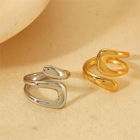 1 pair simple series classic geometric stainless steel  gold plated women single ring 2