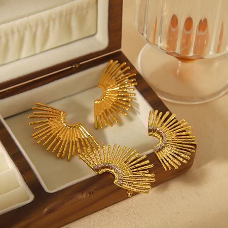 1 pair luxurious series  style geometric  gold plated zircon stud earrings 2