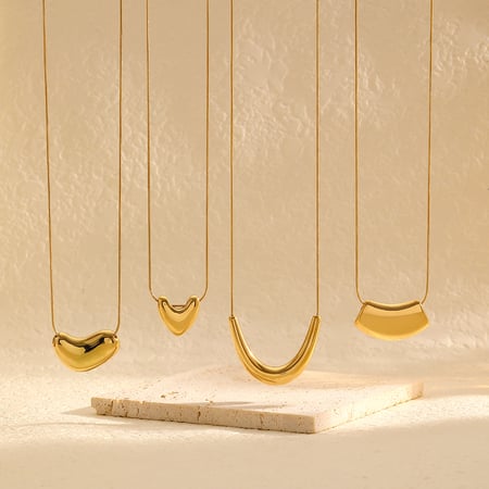 1 piece simple series daily geometric  gold plated chain necklaces