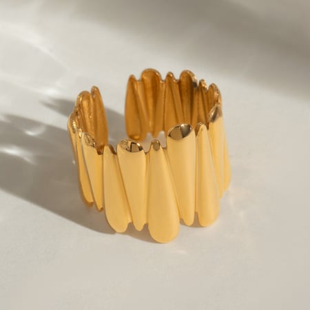 1 Piece Retro Stainless Steel Gold Colored Statement Ring 2