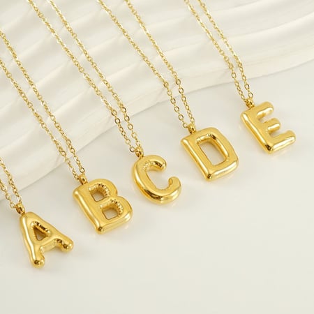 1 piece simple series simple letter titanium steel  gold plated women pendant necklaces 2