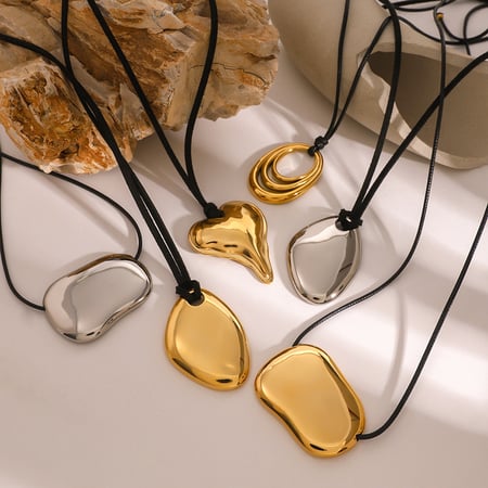 1 piece simple series daily geometric stainless steel  gold plated women pendant necklaces 2