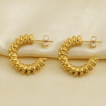 1 pair retro simple style twist shape stainless steel  gold plated women's stud earrings 2