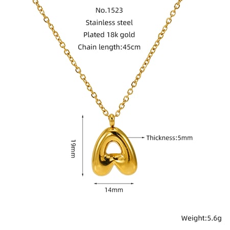 1 piece simple series daily letter titanium steel  gold plated unisex pendant necklaces