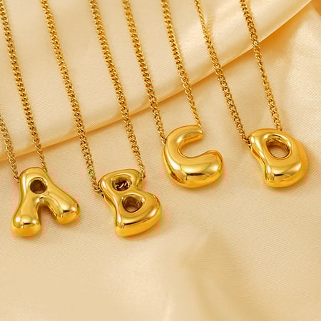 1 piece simple series daily letter titanium steel  gold plated unisex pendant necklaces 2