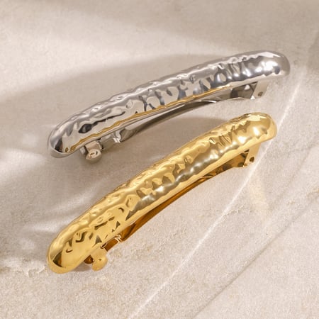 1 pair simple series daily geometric stainless steel  gold plated women hair clips 2
