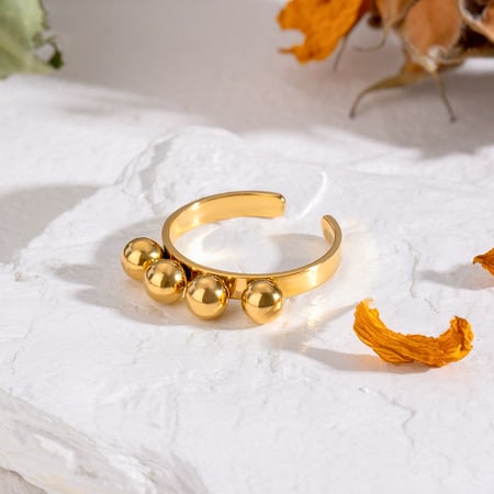 1 pair simple series daily geometric stainless steel  gold plated women adjustable rings 2