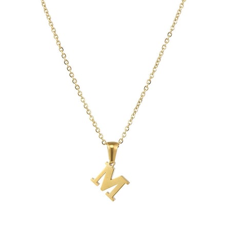 1 piece simple series simple letter stainless steel  gold plated women pendant necklaces 2