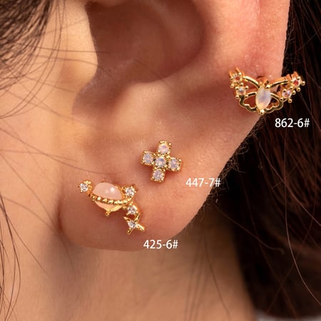 1 pièce de boucles d&#39;oreilles à tige en acier titane, motif animal classique, série simple, sans placage, zircone cubique, pour femmes 2