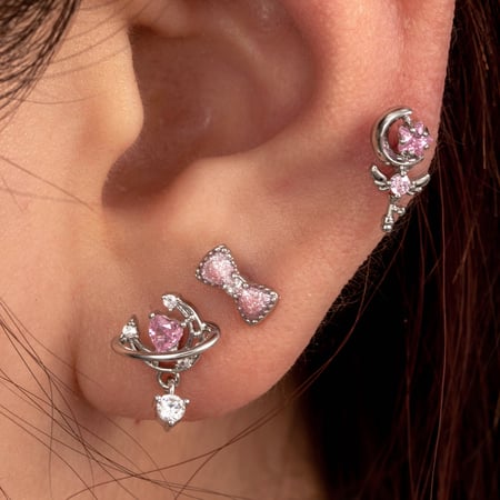 1 Piece Simple Series Classic Bow Knot Titanium Steel No Plating Material Zircon Women Stud Earrings 2