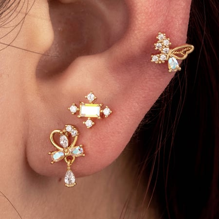 1 pièce de boucles d&#39;oreilles à tige en acier titane, série simple, classique, cœur, sans placage, zircone cubique, pour femme 2