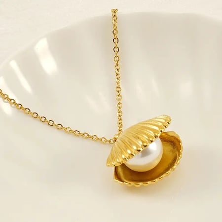 1 piece simple series simple turtle titanium steel  gold plated artificial pearl women pendant necklaces 2